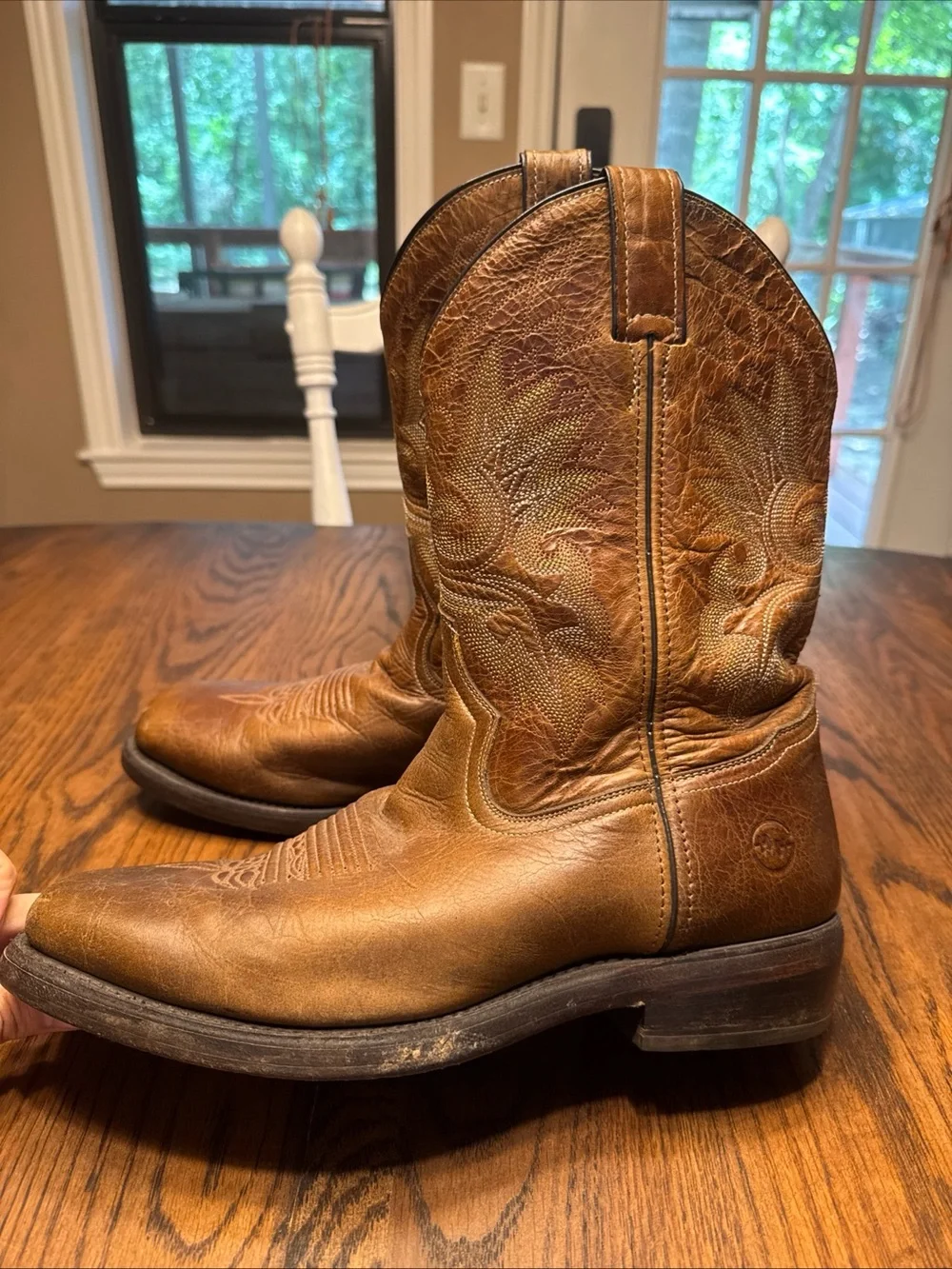 Double-H Cowboy Boots   Brown Shoe Size 10D Leather Square Toe Western
